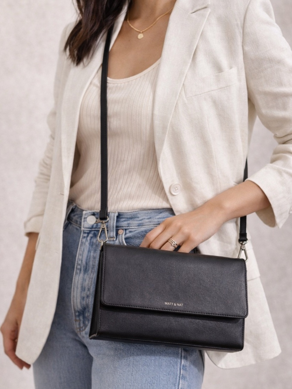 Matt & Nat Black Crossbody Bag Minimal Vegan Leather